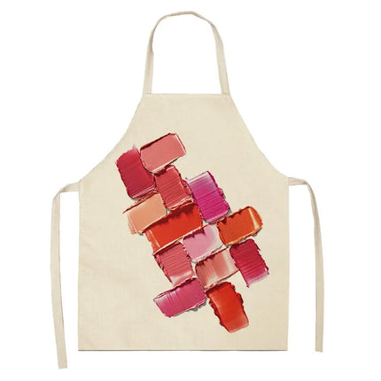 Nail Polish Lipstick Kitchen Cotton Linen Apron Bib Home Cleaning  Ladies  Cooking Picnic