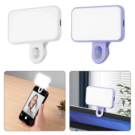 Protable LED Selfie Light Plus Adjustable Brightness Clip-On Phone Camera Rechargeable Fill Light for Mobile Phones&Computers