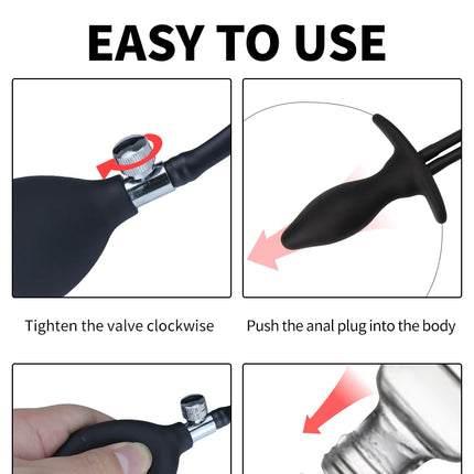 Anal Dilator Water Spray Butt Plug 3 IN 1 Inflatable Anal Plug Prostate Massager Sex Toys for Women Men Enema Cleaner