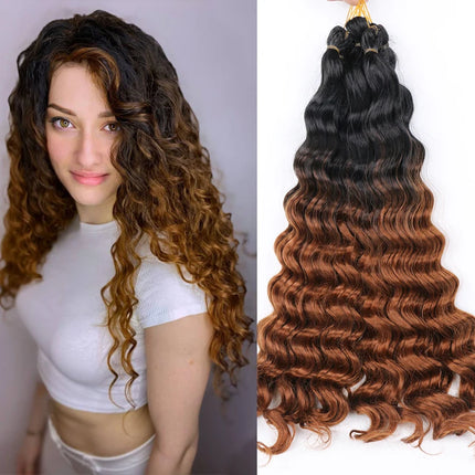 20“Deep Curly Synthetic Hair Deep Wave Bulk Crochet Braid Black Ombre Blue Brown Gray Green Purple Color Twist Braiding Hair