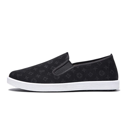 Low-Top Men's Shoes Chinese Style Soft Bottom Driving Shoes Breathable Casual Loafers Flat Heel Slip-On Canvas Shoes