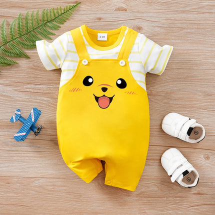 Newborn Baby Clothes Animal-YellowDogPrint Fashion Infant Jumpsuit Toddler Short Sleeve One-piece Pajamas Bodysuit Summer Romper