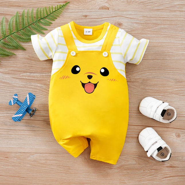 Newborn Baby Clothes Animal-YellowDogPrint Fashion Infant Jumpsuit Toddler Short Sleeve One-piece Pajamas Bodysuit Summer Romper