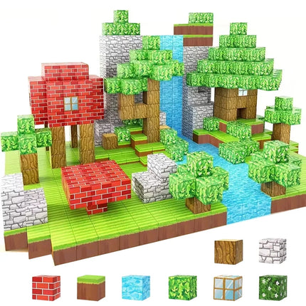 Magnetic Building Block Bricks Toy STEM Stacking World Mine Architectural Set Model DIY Educational Kids Gifts for Boy Girls