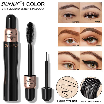 2-in-1 Double-ended Eyeliner Mascara | Matte Black Waterproof | Smudge-proof Quick-drying Ultra-fine | Volumizing Curling Y2K