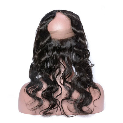 Body Wave Human Hair 360 Lace Frontal Closure 10 - 22 inch Natural Black Preplucked Wavy 360 Lace Closure for Women