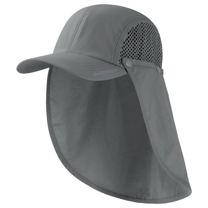 BASSDASH UPF 50+ Foldable Fishing Hat Baseball Cap with Removable Neck Flap Portable for Men Women Golf Hiking
