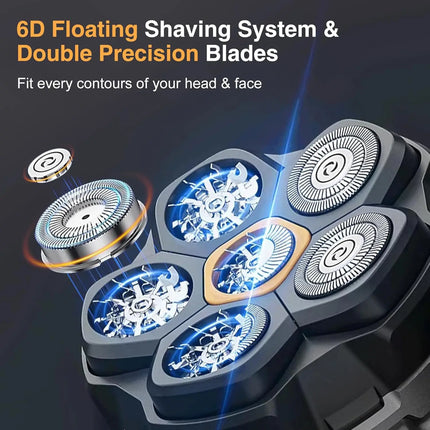 Tinsol Titanium Electric Head Shaver for Bald Men 6D Magnetic Razor Hair Trimmer Rechargeable LED Waterproof Face Hair Cutting
