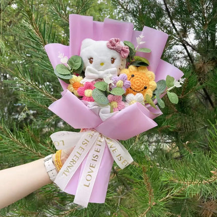 Cartoon My Melody Kuromi Cinnamoroll Kt Cat Plush Doll Creative Flower Bouquet Valentine Christmas Graduation Birthday Gift