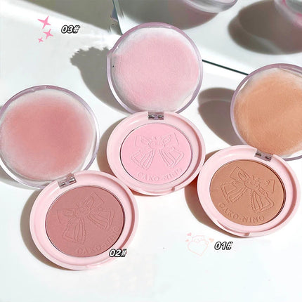 Wish Bow Cute Blusher Lasting Not Easy to Fly Powder Pink Blush Face Brighten Shading Rouge Rubor Korean Dupes Makeup Cosmetics