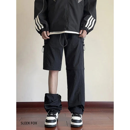 Korean Fashion Trend: Detachable Functional Work Pants with Two-Wear Style, Retro Cool Sports Casual Men's Summer Versatile Outf