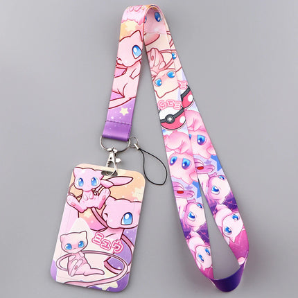 Anime Characters Card Holder Cute Gengar Lanyard Keychain ID Credit Bus Card Cover Hang Rope Lariat Lanyard Key Rings Fans Gifts