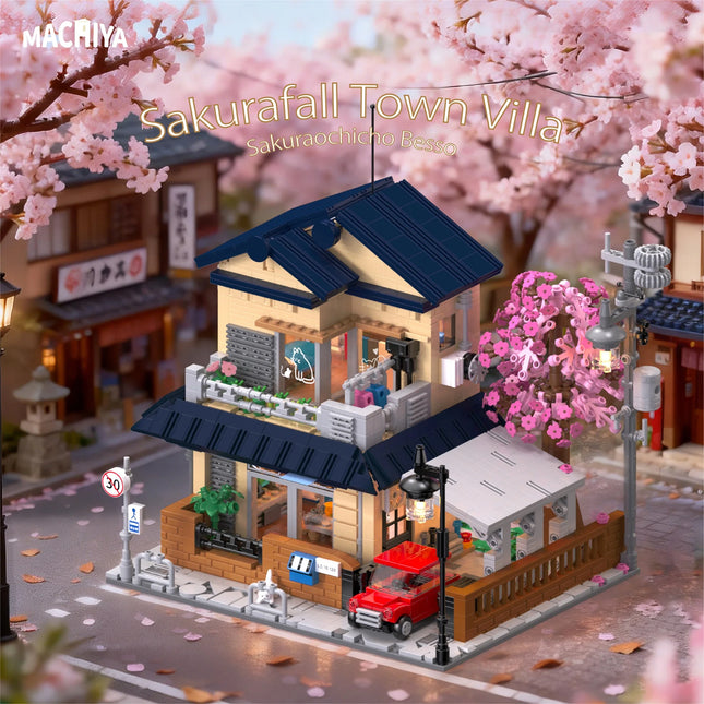 Japanese Street Scene Series Building Blocks Set with Lights: House Desktop Ornament, Educational Assembly Toy, Birthday Gift