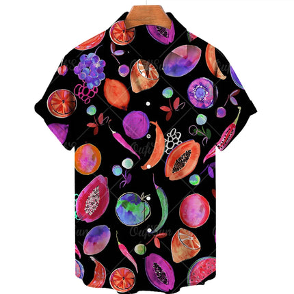 Pineapple Fruit Hawaiian Shirts Lemon 3d Print Men Fashion Blouses Casual Beach Camisas Summer Men's Vocation Lapel Shirt