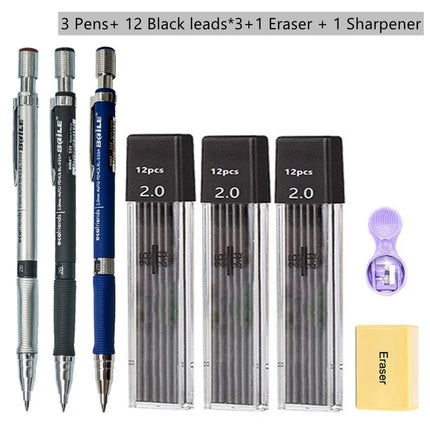 2.0mm Mechanical Pencil With Black/Color Lead Refill Automatic Pencil Art Drawing Painting Sketching School & Office Stationery