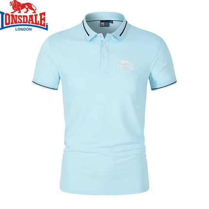 Embroidered LONSDALE New Summer Polo Shirt Men Hot High Quality Men's Short Sleeve Top Business Casual Polo-shirt for Men