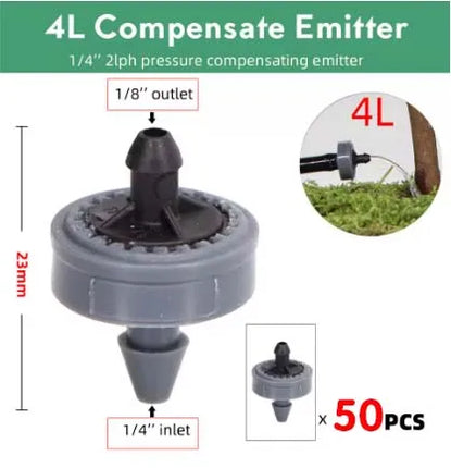 200-50pcs 2L 4L 8L Pressure Stable Flow Lawn Automatic Compensating Dripper Durable Compact Flexible Drip Irrigation Regulator