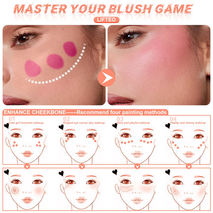 Matte Liquid Blush Waterproof High Pigmented Smooth Non-Sticky Peach Pink Coral Daily Makeup Multi-use Blushing Glow Christmas