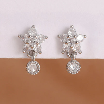 Luxury Stainless Steel Star Dangle Earrings For Women Sparkling Zircons Geometric Ear Piercing Earring Fashion Jewelry aretes