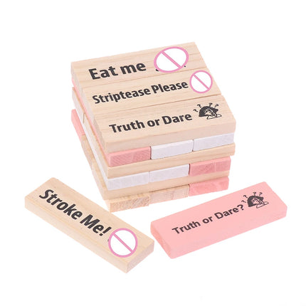 48Pcs Sex Block Tumbling Tower Stacking Games Game For Adults Sex Toys Valentine Wooden Block For Couples Erotica Party Block