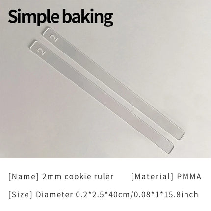 2Pcs Acrylic Thickness Ruler 2-10mm,Rolling Pin Guide for Cookie Fondant Maamoul,DIY Polymer Clay Pottery Craft Tool,Baking Rule