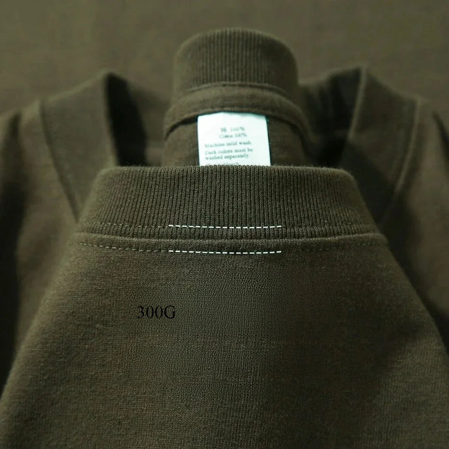 xinjiang cotton500G Heavy PureCotton Thick Drop Shoulder Short sleeve T-shirt Solid Loose Casual Men's and Women's Basic Half