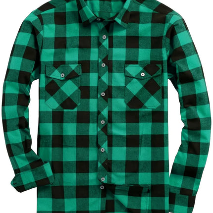 Men's Fashion Casual Flannel Plaid Shirt Long Sleeve Lapel Soft Comfortable Daily Wear Shirt Men's Classic Plaid Shirt