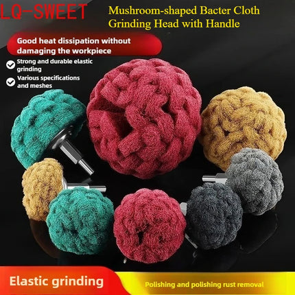 Mushroom-shaped Bacter Cloth Grinding Head with Handle, Nylon Fiber Polishing Wheel, Rust Removal and Grinding Tool