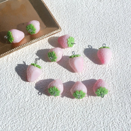 10pcs Cute Strawberry Charms for Jewelry Making Diy Earring Bracelet Pendant Accessories Findings Wholesale Bulk