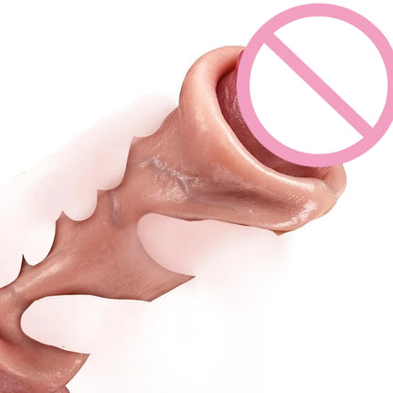 Skin Sliding Foreskin Testicles Realistic Dildo Soft Silicone Anal Plug Butt Prostate Stimulator Sex Toy for Adult Men Women 18+