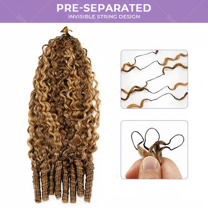 Burmese Curly Crochet Human Hair #P4/27 Blonde With Brown Colored Highlight Omber Miracle Knots Feather Crochet Bulk Human Hair