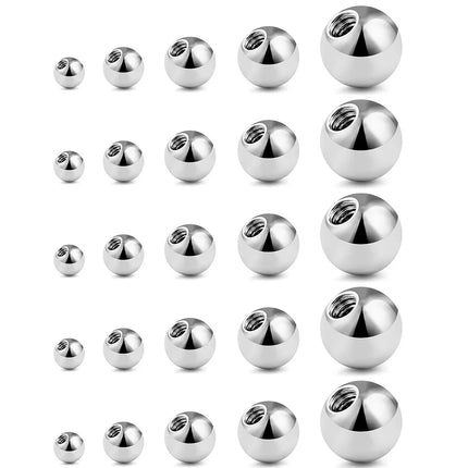 WKOUD 14G 16G Replacement Balls Surgical Steel Externally Threaded Piercing For Nipple Tongue Belly Lip Septum Rings Barbell
