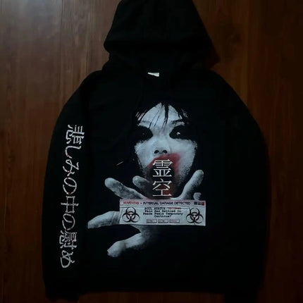 Drolandmiller Death Forest Hoodies Women Goth Streetwear Tops Grunge Punk Harajuku Sweatshirt Oversized Hoodie Y2k Clothes