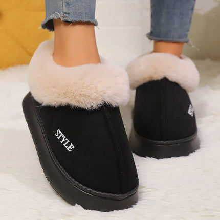 Women's Winter Fur Shoes Male Ankle Boots Platform Slippers Home Warm Fashion Outdoor Basis Thick Wool Wool Short Boots