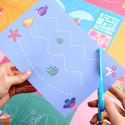 49-91pcs Learn Scissor Skills Cut Paper Craft Toys Safety Scissors Preschool Cutting Practice Activity Book Toddlers Kids Gifts