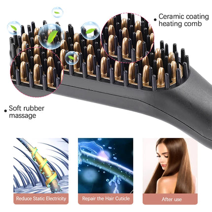 Portable Heated Hair Straighteners Mini Beard Straightener Comb Electric Flat Iron For Men Long And Short Hair Straightener