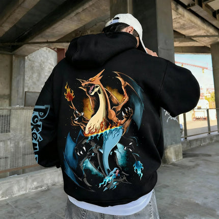 Pokémon Anime Collaboration Plus Size Hoodie Spring/Autumn New Men's and Women's Hip-hop Trend Daily Casual Parent-child Top