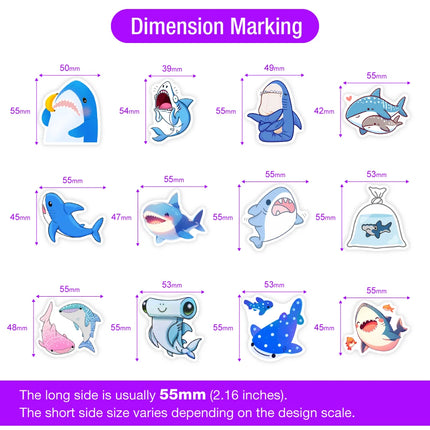 Cute Kawaii Cartoon Shark Stickers DIY Gift Toys Decal for Laptop Scrapbook Phone Luggage Bottles Waterproof Decorative