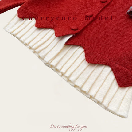 Girls' Knitted Cardigan 2025 Autumn/Winter New Collection Sweet Splicing Cute Sweater Coat for Baby Girls