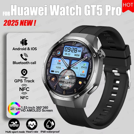 2027 Watch 5 Pro Track Compass Watch Men 360*360 AMOLED Screen NFC BT Call Waterproof Health Monitor Man Smartwatches