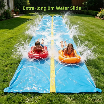 Extra Long Double Lane Inflatable Water Slide 2 Person Large Size Outdoor Backyard Pool Summer Water Play Toy for Family