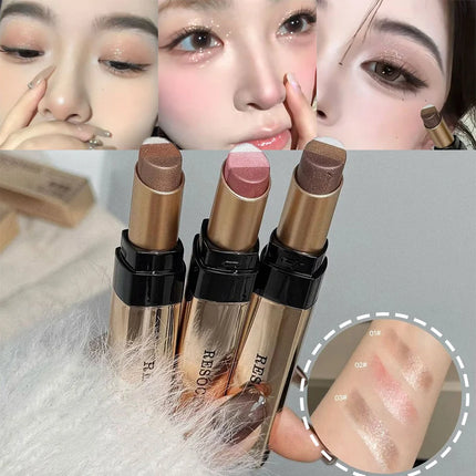 3 in 1 Pearly Highlighter Eyeshadow Stick Makeup Waterproof Long Lasting Glitter Eyeshadow Eyeliner Lazy Quick Makeup Cosmetics
