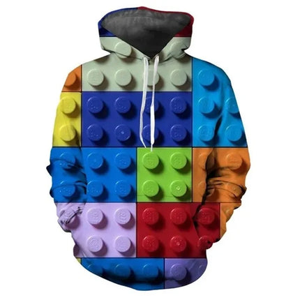 Toy Building Blocks 3D Printed Pop Hoodies For Men Clothing Toys Graphic Women Hooded Sweatshirts Mens Fashion Cool Pullovers