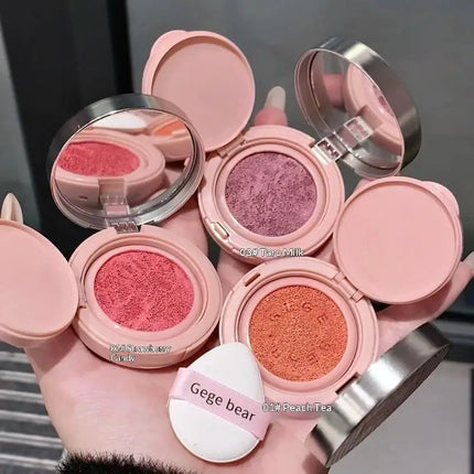 1Pc Gege Bear 3.5g Matte Cream-Textured Cushion Blush With Puff, Powder-free, Smooth Application, Create Flawless Daily Makeup