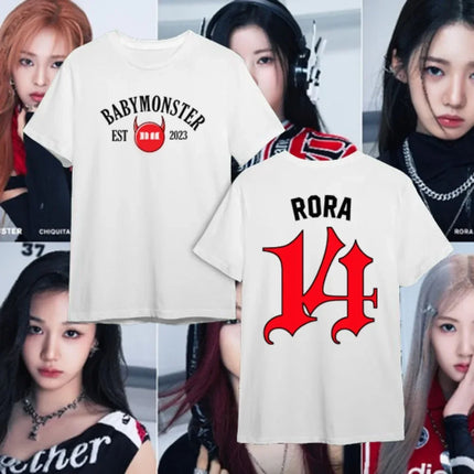 Babymonster T-shirt Women's Crew Neck Printed T-Shirt Bias Ahyeon Asa Rami Rora Ruka Pharita Chiquita