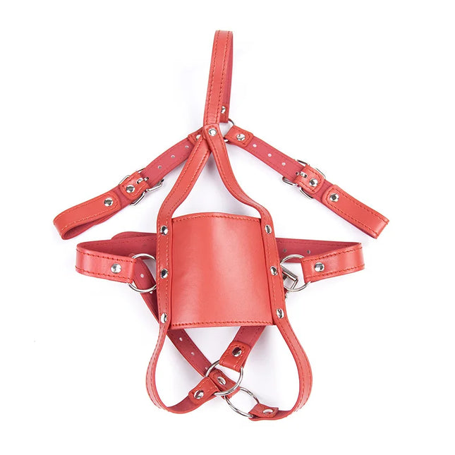 XXOO Adjustable Leather Mouth Gag Harness BDSM Bondage Slave Restraint Muzzle Gag Adult Game Sex Toy for Women Men Fetish Gear