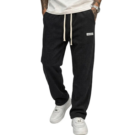 Men's Baggy Pants Casual Corduroy Trousers Drawstring Elastic Waist Straight Sweatpants Jogger Gym Man Pants Men's Work Pants