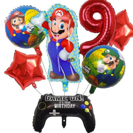 Cartoon Super Mary Balloon Set Mario Luigi Game Themed Birthday Party Decoration  Peach Princess Aluminum Film Balloon Kids Gift