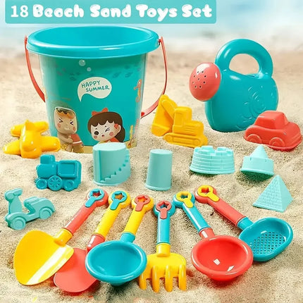 18PCS Beach Sand Toy Set, Durable Plastic, Summer Pool Beach Game Set,Great Holiday Outdoor Sand Play Tools For Boys And Girls