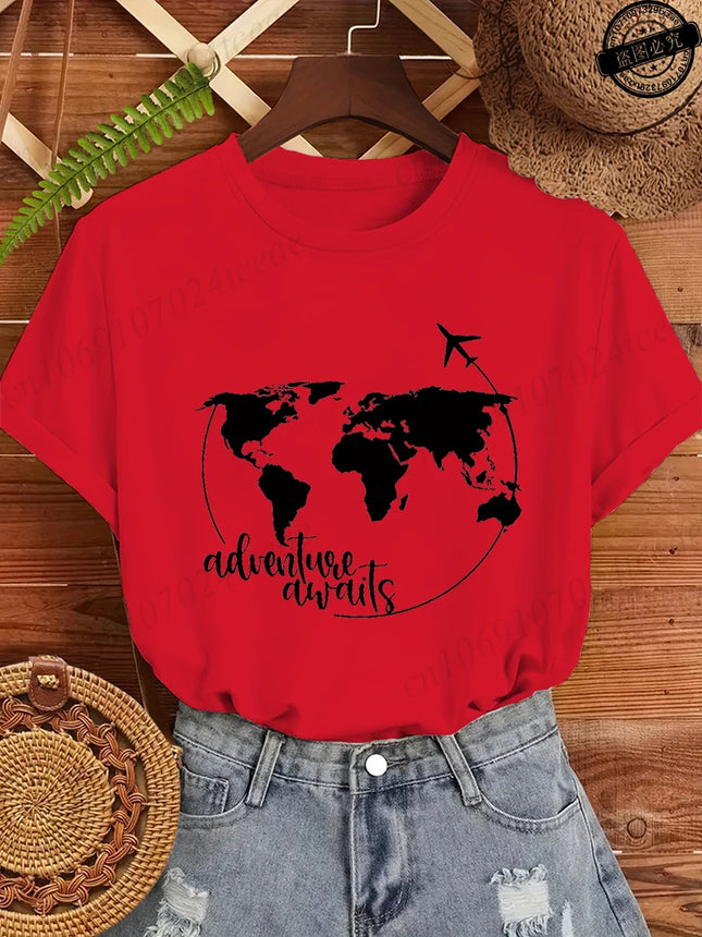 Travel Shirt,Vacation T-Shirts,World Map Tops Tees,Airplane Mode Women's Men T-Shirts,Adventure Tee Clothing,Traveler Gift